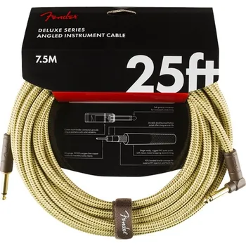 Fender Deluxe Series 25' Instrument Cable Tweed Angled + prodloužená záruka 3 roky