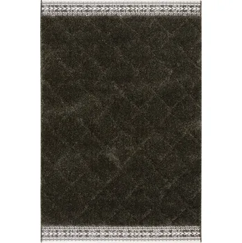 Koberec KOBEREC SHAGGY MĚKKÝ GRAFITOVÝ KRÉMOVÝ GEOMETRICKÝ V KOSOČTVERCÍCH AKRA 120x170 cm