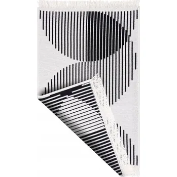 Obraz OBOUSTRANNÝ KOBEREC ČERNÁ KRÉMOVÁ PŮLKRUHY LINIE S TŘÁSNĚMI ORIENT 80x150 cm