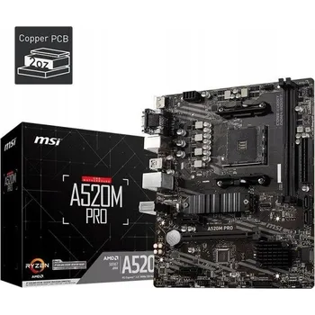 Základní deska Základní deska MSI A520M PRO /AMD A520/DDR4/SATA3/M.2/USB3.1 /PCIe3.0/AM4/mATX