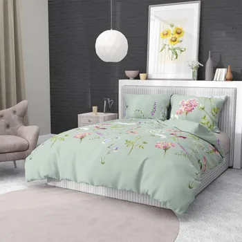 Povlečení Kvalitex Povlečení 140x200 + 70x90cm DELUX BOTANICA zelená