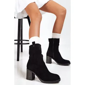 Dámské kozačky Dámské boty DSTREET ZY1222 ČERNÁ 38