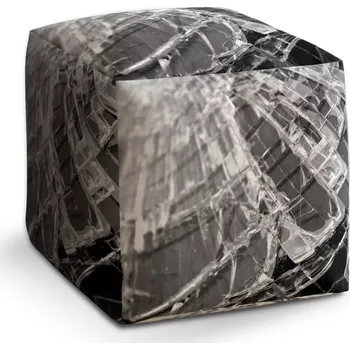 Taburet Sablio Taburet Cube Rozbité sklo: 40x40x40 cm