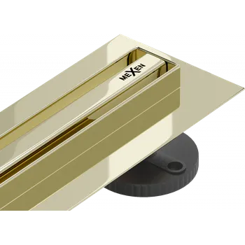 Mexen Flat nerezový sprchový žlab s rotačním 360° sifonem 60 cm, vzor SLIM, zlatá, 1541060