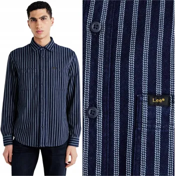 Dámská košile Lee WORKER SHIRT 2.0 Indigo volná tmavě modrá bavlněná košile s proužky, velikost M