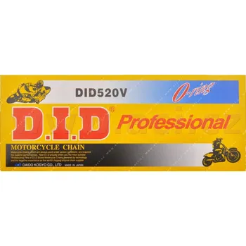 Řetězová sada pro motocykl řetěz 520V, D.I.D. - Japonsko (barva černá, 110 článků vč. spojky FJ)