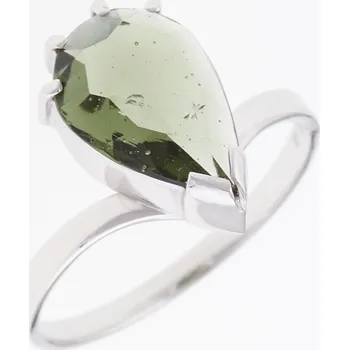Prsten My Moldavite Stříbrný prsten s vltavínem 004-5204 56 mm