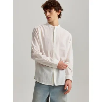 Pánská košile Košile ze směsi lnu - M - House - bílý - 943DS-00X