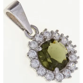 Přívěsek My Moldavite Stříbrný přívěsek s vltavínem a zirkony 1073-218