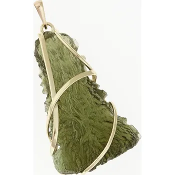 Přívěsek My Moldavite Zlatý přívěsek s přírodním vltavínem 9490