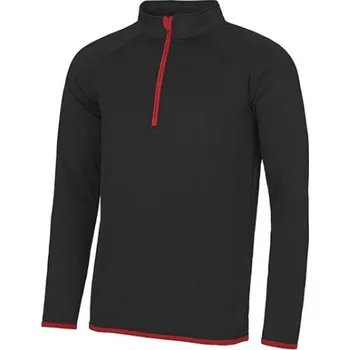 Pánské tričko Just Cool Pánská funkční mikina JC031 Jet Black-Fire Red XXL