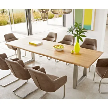 Jídelní stůl Jídelní stůl Edge 260x100 cm přírodní dub nerezová ocel široká