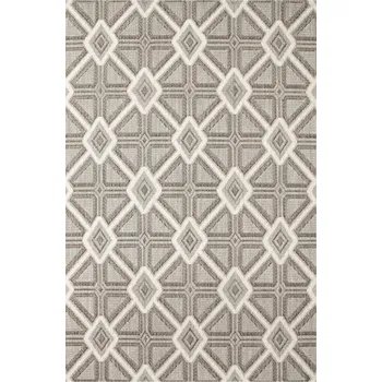 Koberec 160x230 cm MODERNÍ KOBEREC ANGOLA ŠEDÝ KRÉMOVÝ DO OBÝVÁKU GEOMETRICKÝ V KOSOČTVERCÍCH