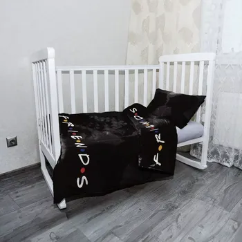 Povlečení Sablio Mikroplyšové dětské povlečení do postýlky Seriál přátelé FRIENDS Polibek - 120x90 / 40x60