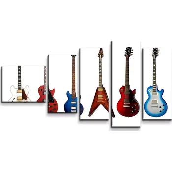 Obraz Sablio Obraz - 5-dílný Kytary 2 - 100x60 cm