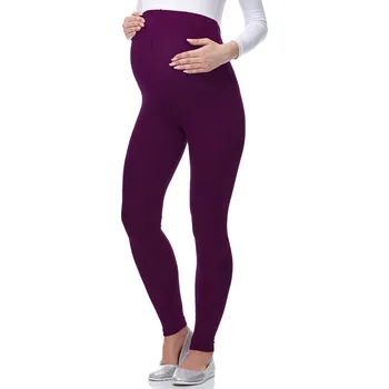 Dámské legíny Těhotenské legíny dlouhé dámské viskózové kalhoty BE-02 Švestková XL