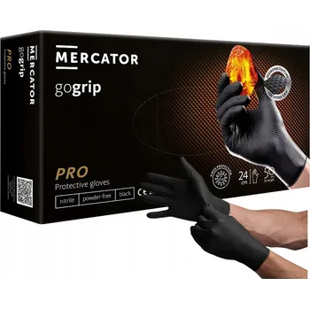 Pracovní rukavice Nitrilové pracovní rukavice Go Grip Black, černé, velikost XXL