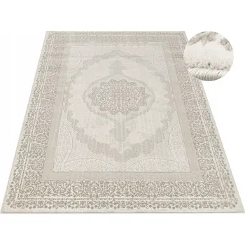 Koberec KOBEREC DO OBÝVÁKU MANDALA BÉŽOVÝ KRÉMOVÝ ZLATÝ ORNAMENT HUSTÝ ALLORA 140x190 cm