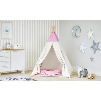 Dětský stan Dětský stan Tipi hvězdy růžovo/béžový