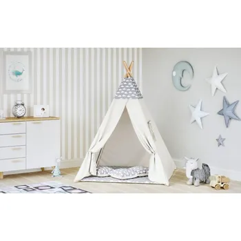 Dětský stan Dětský stan Tipi obláčky šedý/béžový