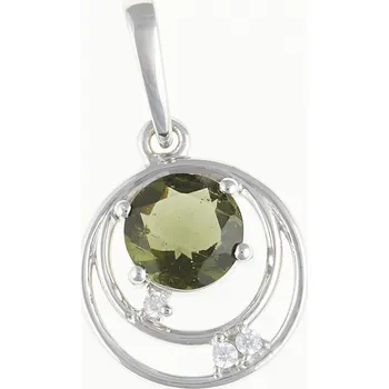 Šperk My Moldavite Stříbrný přívěsek s vltavínem a zirkony 305Z