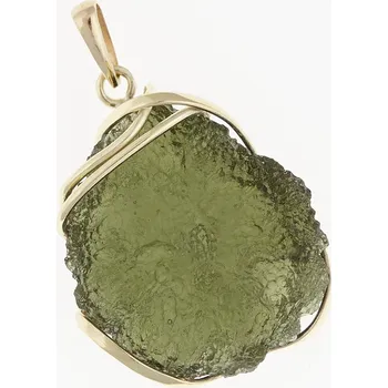 Přívěsek My Moldavite Zlatý přívěsek s přírodním vltavínem 9510-11393