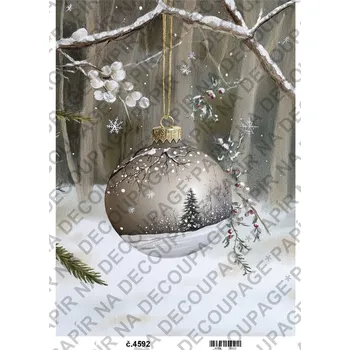 Umělecký papír Rýžový a soft papír na decoupage - Zimní vintage šedobéžová - KB4592 Materiál: Soft, Rozměr: A4