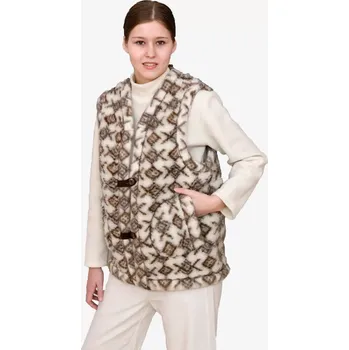 Dámská vesta Vlněná vesta vzor Smetanová, hnědý vzor M