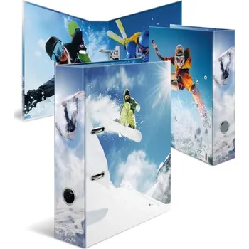 Designový pákový pořadač A4 7cm karton, motiv - Zimní sporty
