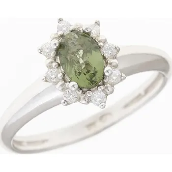 Prsten My Moldavite Stříbrný prsten s vltavínem a zirkony 3001-13280 52 mm