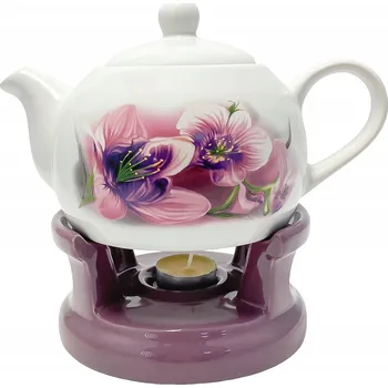 Konvice 1L SE OHŘÍVAČEM čajník KAMENINA na ohřívači DÁREK