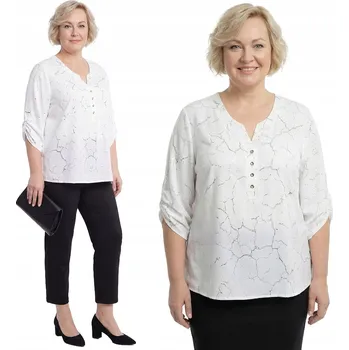 Bílá halenka se stříbrným vzorem, velikost 48