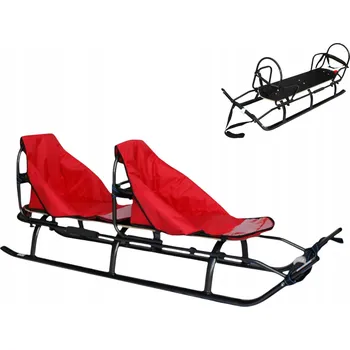 Sáně Kovové sáně skibob Skyline DVOJITÉ SÁNĚ TANDEM + ODRÁŽEDLO + SILNÉ MATRACE + POPRUHY