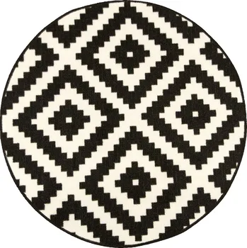 Koberec Průměr 200 cm KULATÝ KOBEREC ČERNÝ KRUHOVÝ KOBEREC RHOMBUS ČERNÝ VYROBENO NA MÍRU