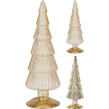Vánoce Skleněný vánoční stromek 34 cm, zlatá šampaň (2 barvy)
