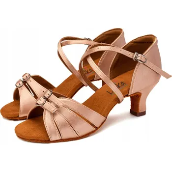 Dámské sandále Lelka taneční boty na latino D28 - PINK - podpatek 5,5 cm, velikost 35