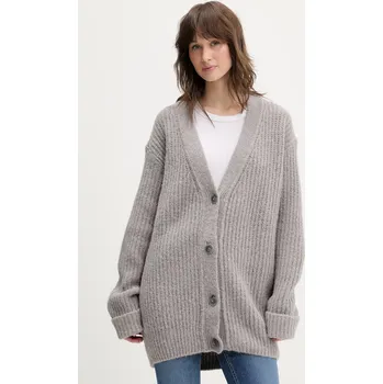 Dámský svetr Kardigan s příměsí vlny HUGO Shent Shent 50554076 šedá 90X, vel. M