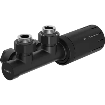 Vodovodní baterie Mexen Duplex G05, úhlová termostatická souprava, DN50, černá matná, W907-958-70