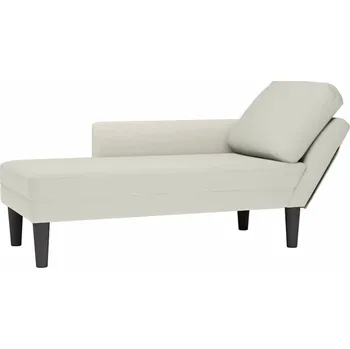 Křeslo vidaXL Lenoška s polštářem a područkou na pravé straně samet [4009809] Barva: krémová