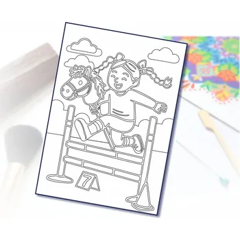 Radost v písku Šablona na pískování hobby horse holčička na překážce Varianta: A4 (210 × 297 mm)