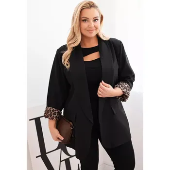 Dámský kabát Kesi Włoski Dámská sako Plus Size s podšívkou v leopardím vzoru černá Kesi Włoski černá | vícebarevná 3464849