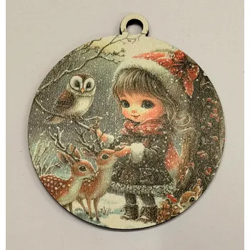 Vánoční dekorace Vánoční výřez baňka - vánoční obrázek - Holčička č.2