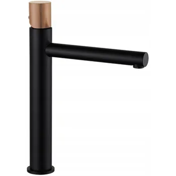 Vodovodní baterie Mexen ELBA - Vysoká umyvadlová baterie, Černá-Růžová-Zlatá, 74111-76