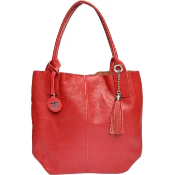 Kabelka Carla Ferreri Dámská kožená kabelka CF1619 Rosso + 2 měsíce na vrácení zboží