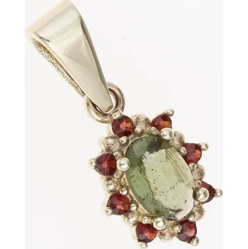 Přívěsek My Moldavite Zlatý přívěsek s vltavínem a granáty AUVG1001