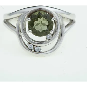 Prsten My Moldavite Stříbrný prsten s vltavínem a zirkony 285-2855 61 mm