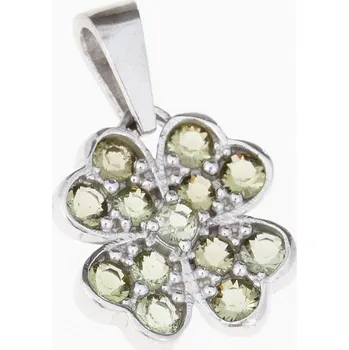 Přívěsek My Moldavite Stříbrný přívěsek s vltavíny - čtyřlístek-42
