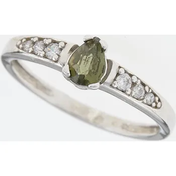 Prsten My Moldavite Stříbrný prsten s vltavínem a zirkony 3002-7886 60 mm