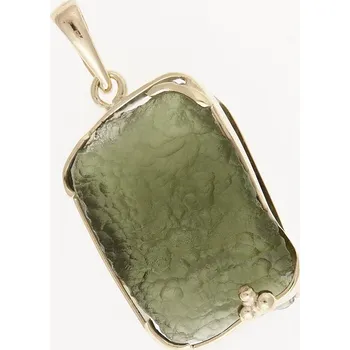 Přívěsek My Moldavite Zlatý přívěsek s přírodním vltavínem 8601