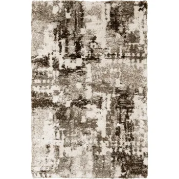 Koberec KOBEREC SHAGGY HUŇATÝ HNĚDÝ BÉŽOVÝ LESKLÝ VZOR MRAMORU DO OBÝVÁKU PUFFY 60x100 cm